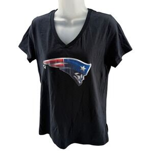 Fanatics NFL New England Patriots Womens V-Neck Tee Shirt Black Medium NWT